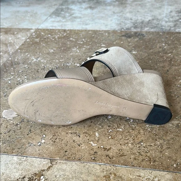 Salvatore Ferragamo Tan Slide Sandals with Metal Detail - Picture 10 of 13